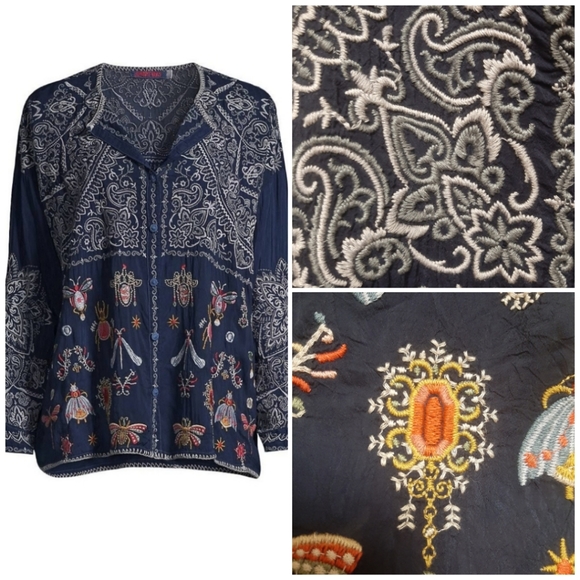 Johnny Was  Renemutet Embroidered Blouse Medium - Picture 11 of 16